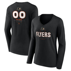 Philadelphia Flyers Women's Personalized Name & Number Midfielder Long Sleeve V-Neck T-Shirt - Black - NHL