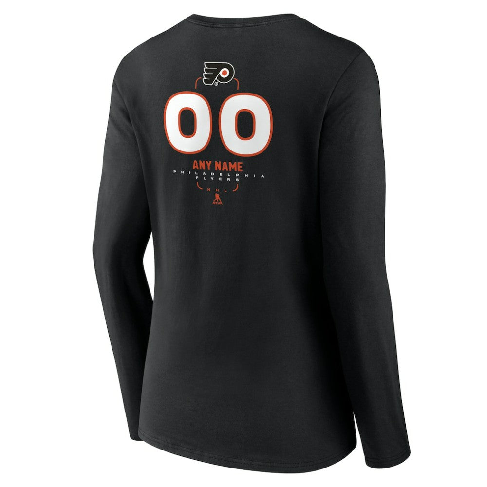Philadelphia Flyers Women's Personalized Name & Number Midfielder Long Sleeve V-Neck T-Shirt - Black - NHL