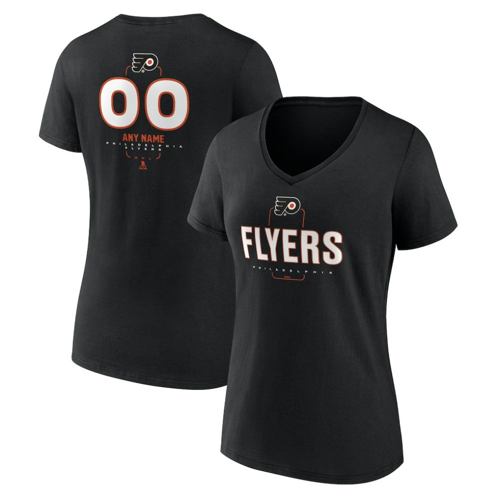 Philadelphia Flyers Women's Personalized Name & Number Midfielder V-Neck T-Shirt - Black - NHL