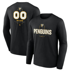 Pittsburgh Penguins Personalized Name & Number Midfielder Long Sleeve T-Shirt - Black - NHL