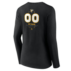 Pittsburgh Penguins Women's Personalized Name & Number Midfielder Long Sleeve V-Neck T-Shirt - Black - NHL