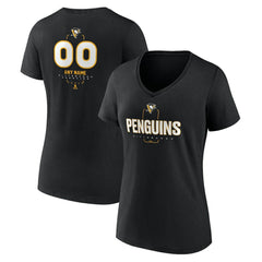 Pittsburgh Penguins Women's Personalized Name & Number Midfielder V-Neck T-Shirt - Black - NHL
