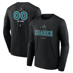 San Jose Sharks Personalized Name & Number Midfielder Long Sleeve T-Shirt - Black - NHL