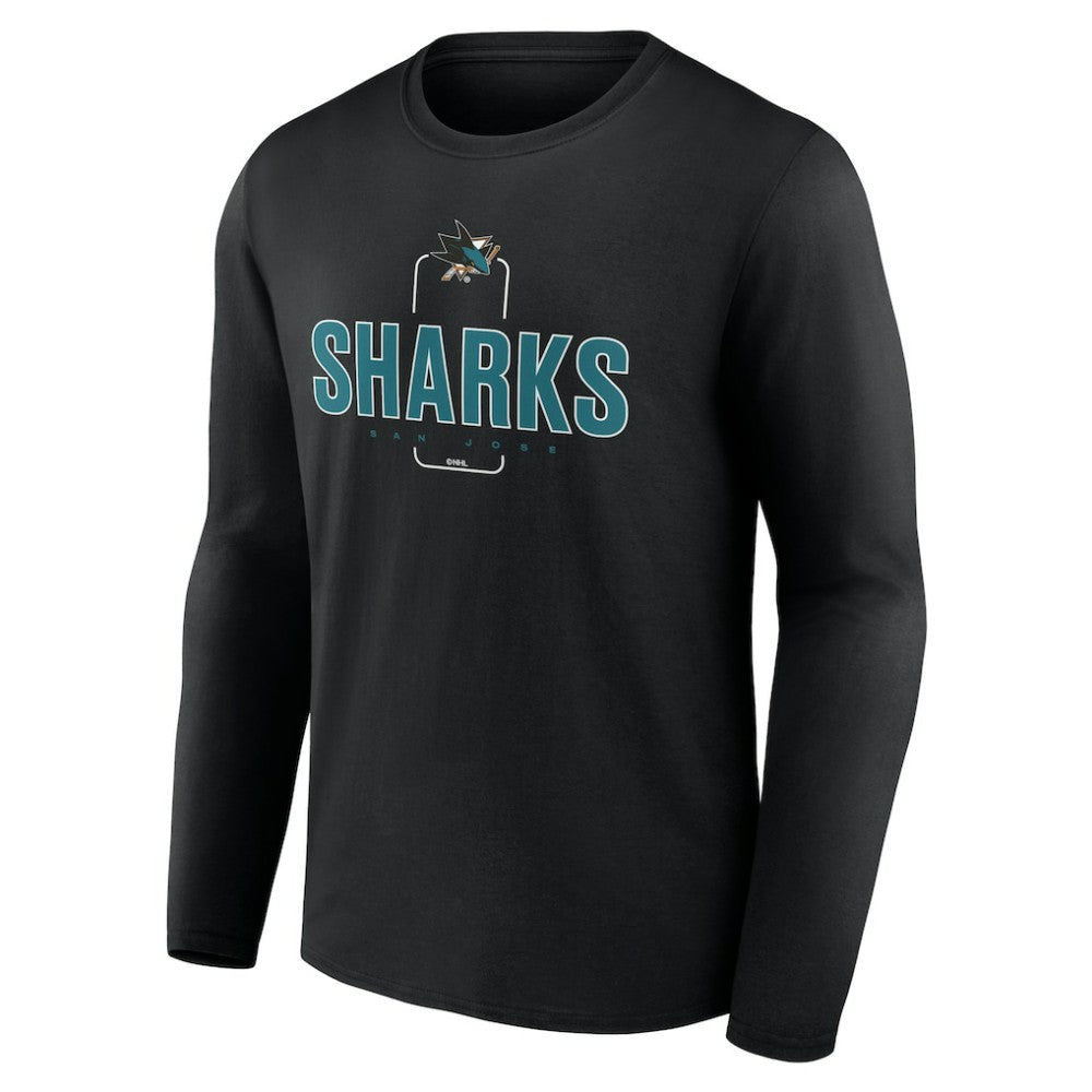 San Jose Sharks Personalized Name & Number Midfielder Long Sleeve T-Shirt - Black - NHL