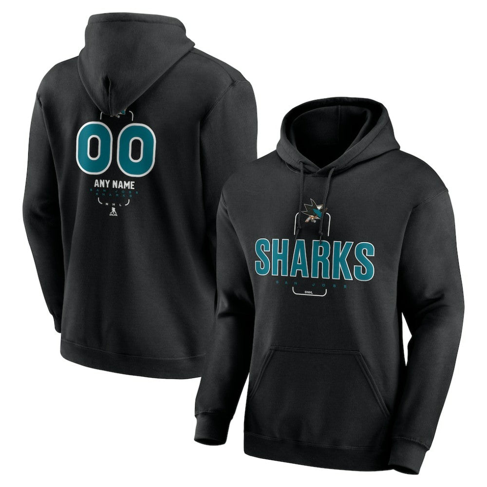 San Jose Sharks Personalized Name & Number Midfielder Pullover Hoodie - Black - NHL