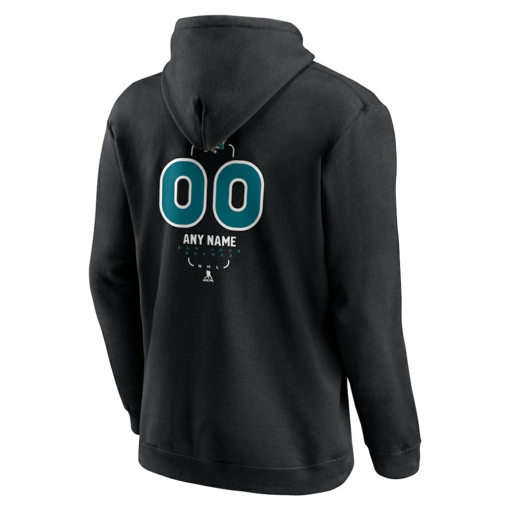 San Jose Sharks Personalized Name & Number Midfielder Pullover Hoodie - Black - NHL