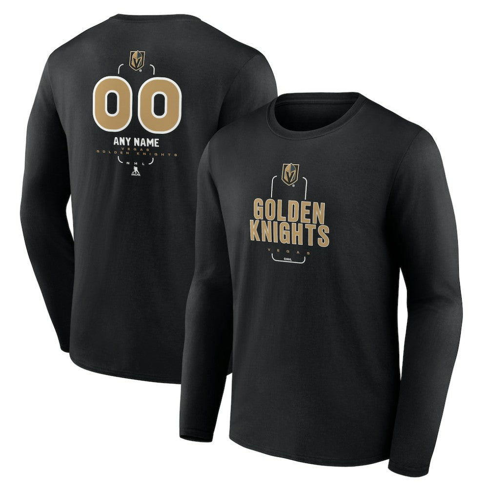 Vegas Golden Knights Personalized Name & Number Midfielder Long Sleeve T-Shirt - Black - NHL