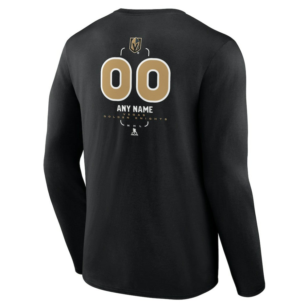 Vegas Golden Knights Personalized Name & Number Midfielder Long Sleeve T-Shirt - Black - NHL