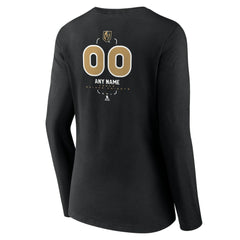 Vegas Golden Knights Women's Personalized Name & Number Midfielder Long Sleeve V-Neck T-Shirt - Black - NHL