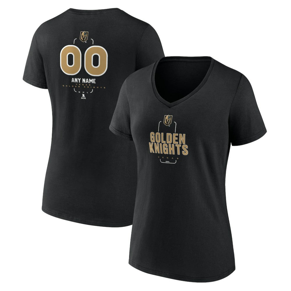 Vegas Golden Knights Women's Personalized Name & Number Midfielder V-Neck T-Shirt - Black - NHL