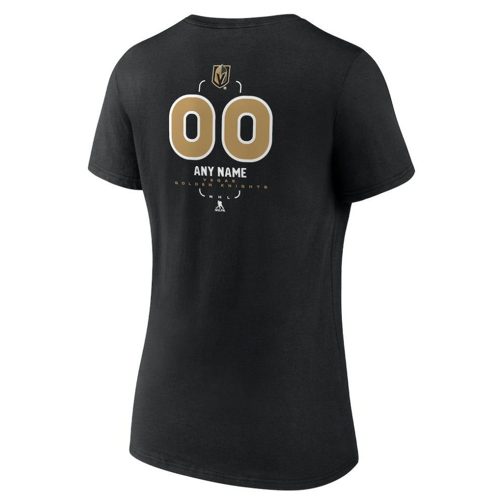 Vegas Golden Knights Women's Personalized Name & Number Midfielder V-Neck T-Shirt - Black - NHL
