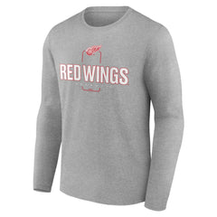 Detroit Red Wings Personalized Name & Number Midfielder Long Sleeve T-Shirt - Gray - NHL