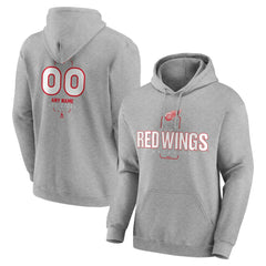 Detroit Red Wings Personalized Name & Number Midfielder Pullover Hoodie - Gray - NHL