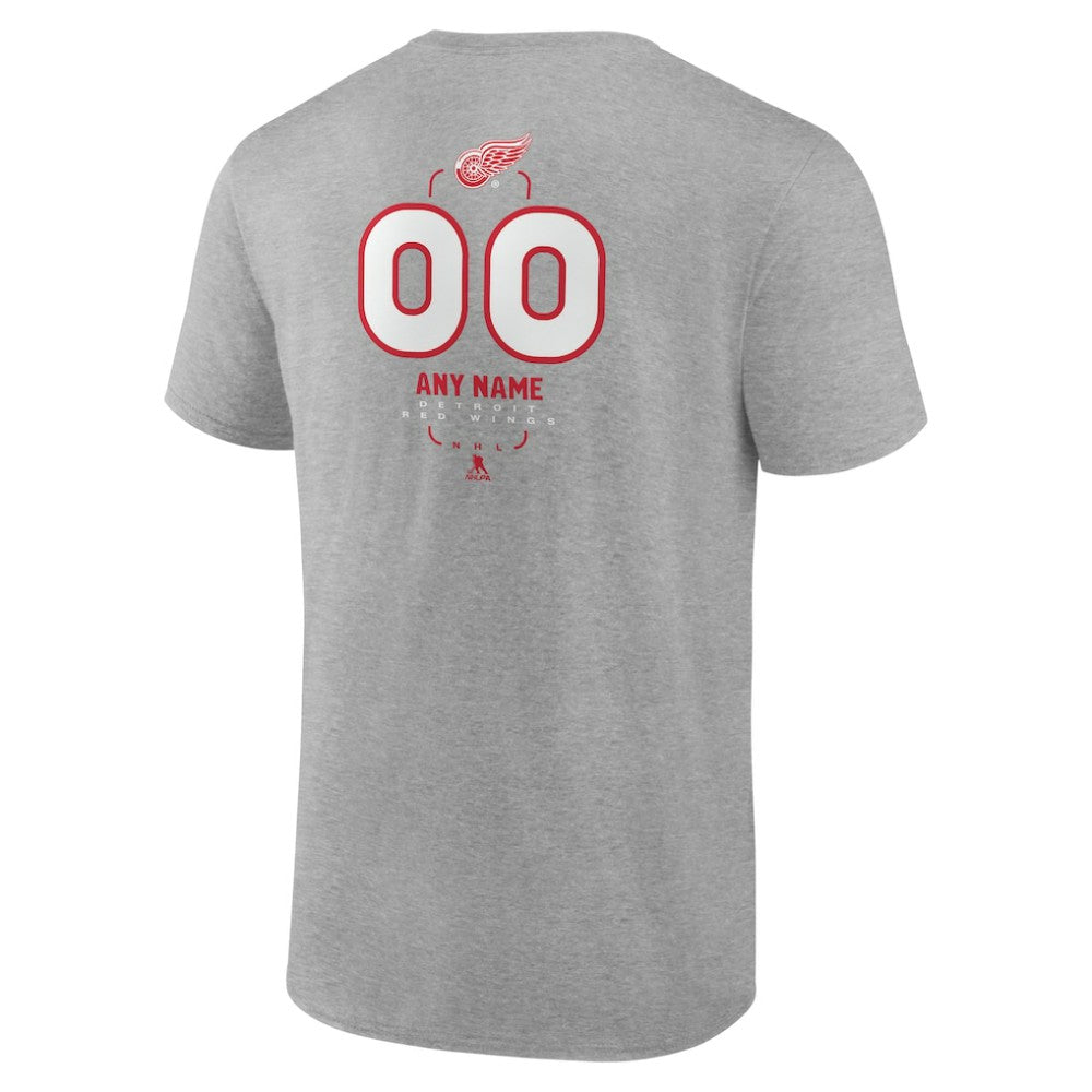 Detroit Red Wings Personalized Name & Number Midfielder T-Shirt - Gray - NHL