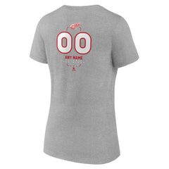 Detroit Red Wings Women's Personalized Name & Number Midfielder V-Neck T-Shirt - Gray - NHL