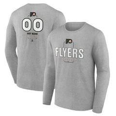Philadelphia Flyers Personalized Name & Number Midfielder Long Sleeve T-Shirt - Gray - NHL