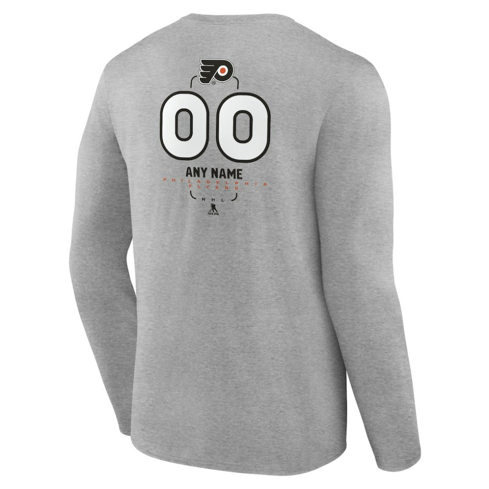 Philadelphia Flyers Personalized Name & Number Midfielder Long Sleeve T-Shirt - Gray - NHL