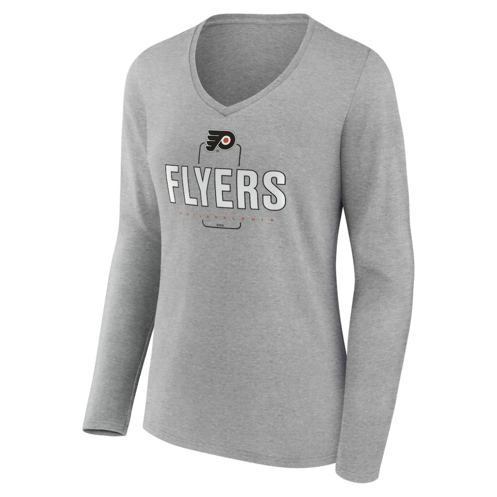 Philadelphia Flyers Women's Personalized Name & Number Midfielder Long Sleeve V-Neck T-Shirt - Gray - NHL