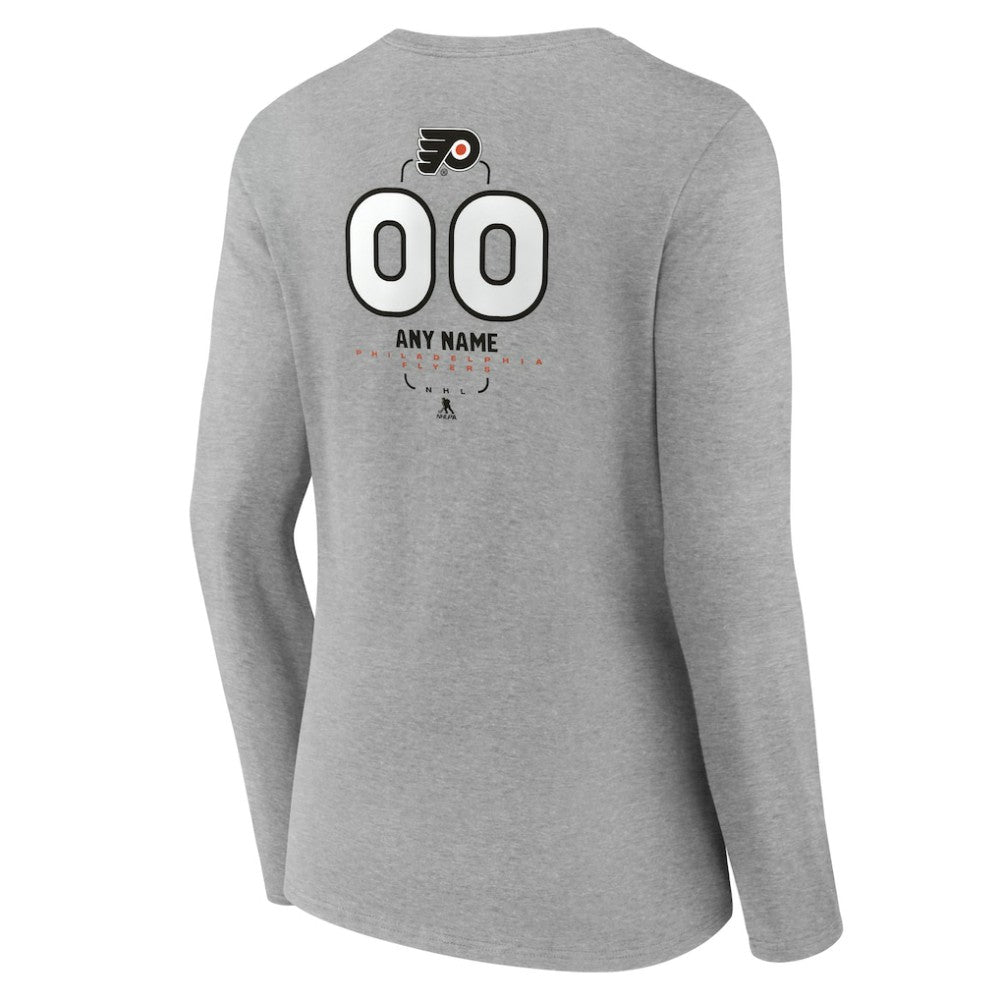 Philadelphia Flyers Women's Personalized Name & Number Midfielder Long Sleeve V-Neck T-Shirt - Gray - NHL