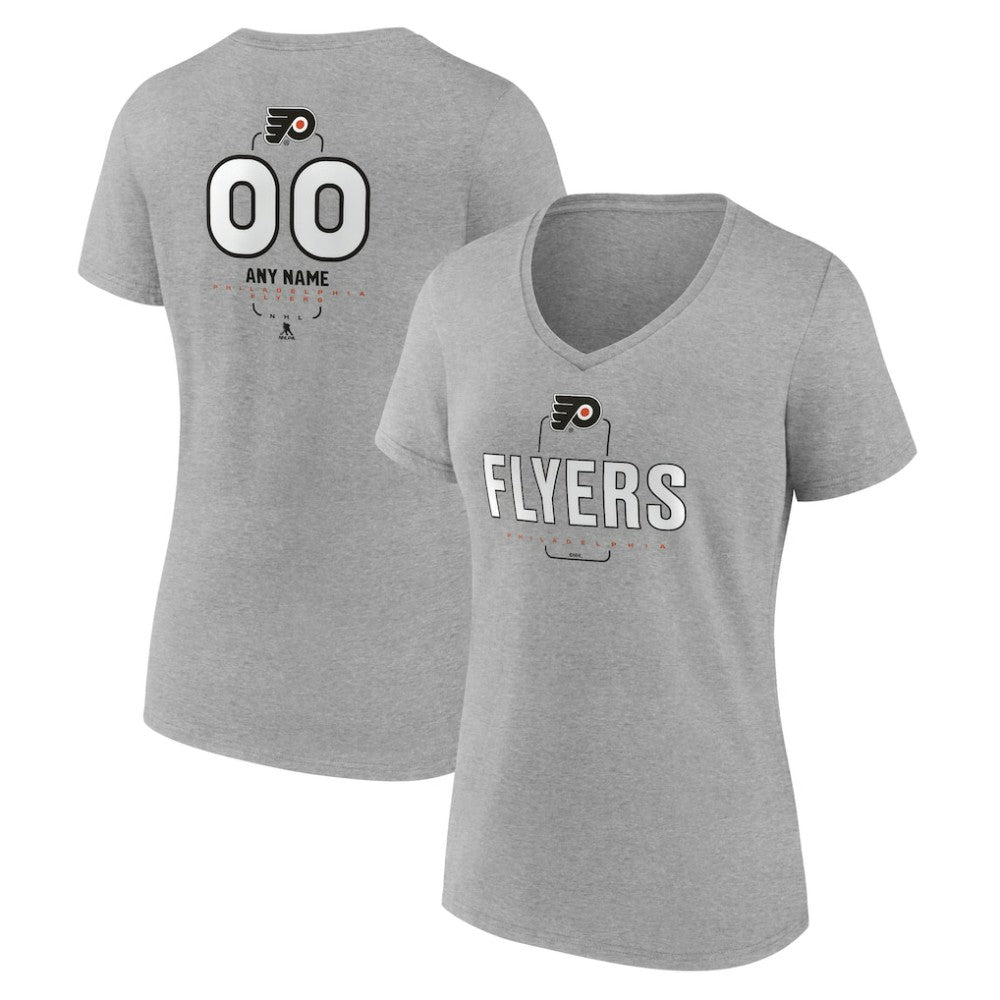 Philadelphia Flyers Women's Personalized Name & Number Midfielder V-Neck T-Shirt - Gray - NHL