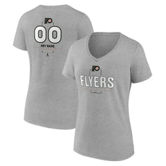 Philadelphia Flyers Women's Personalized Name & Number Midfielder V-Neck T-Shirt - Gray - NHL