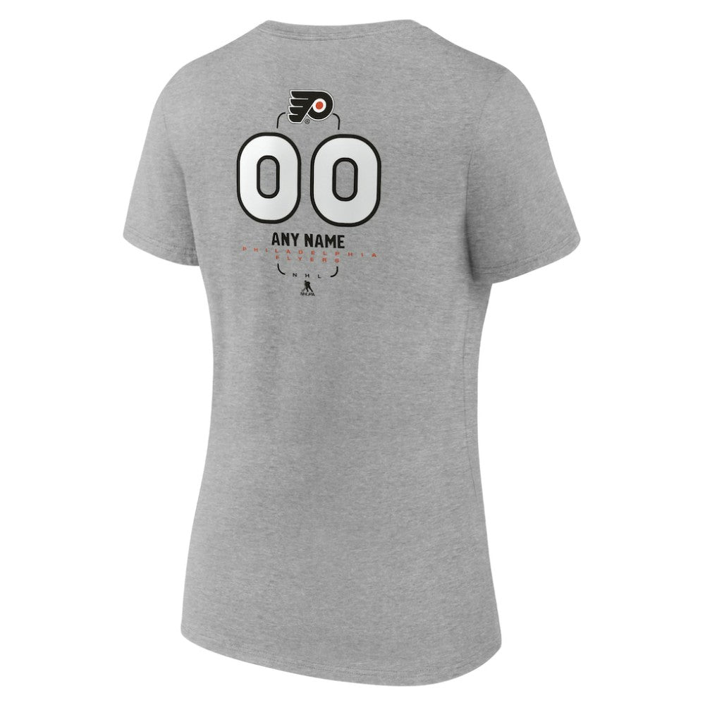 Philadelphia Flyers Women's Personalized Name & Number Midfielder V-Neck T-Shirt - Gray - NHL