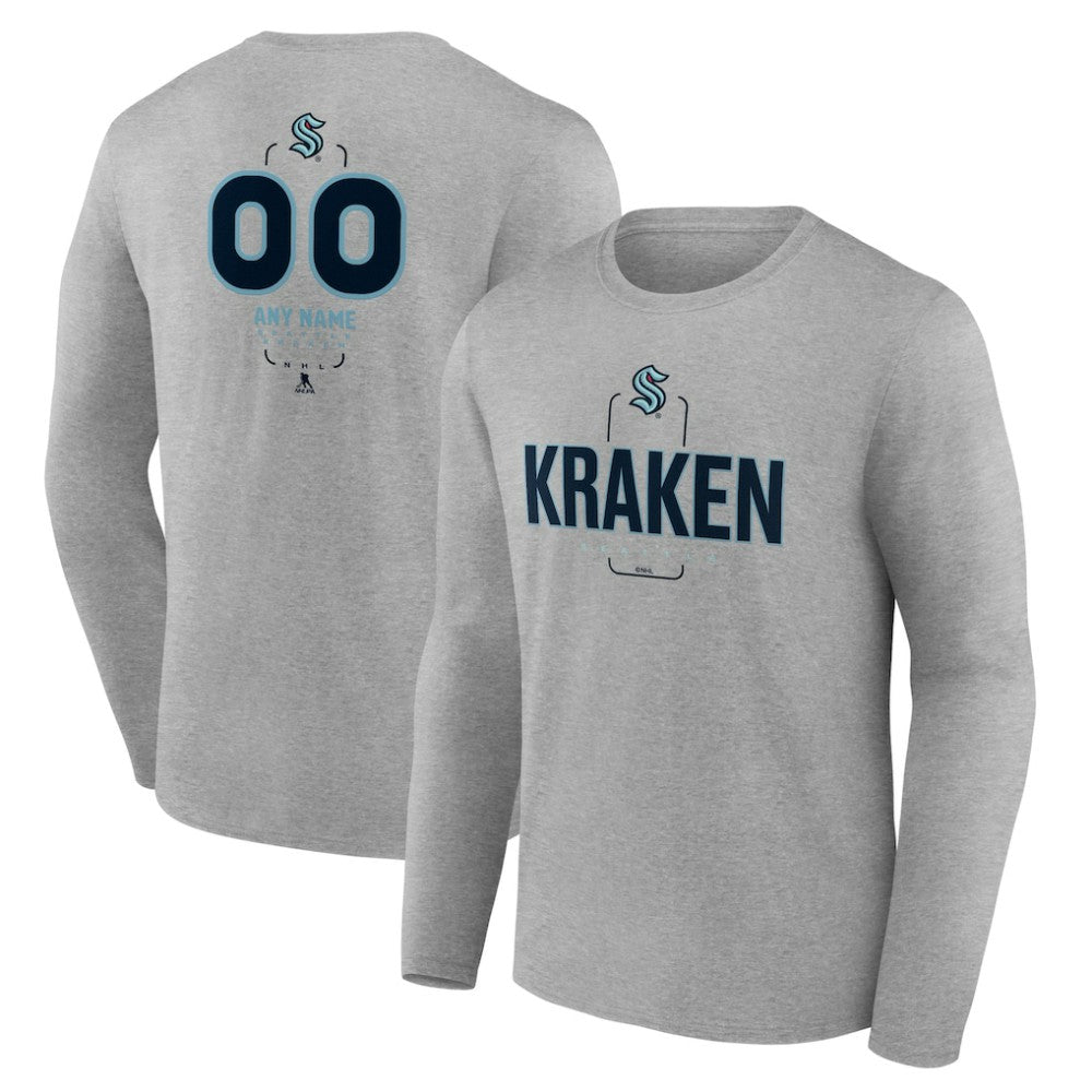 Seattle Kraken Personalized Name & Number Midfielder Long Sleeve T-Shirt - Gray - NHL