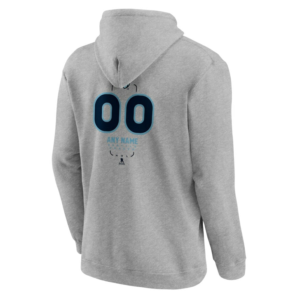 Seattle Kraken Personalized Name & Number Midfielder Pullover Hoodie - Gray - NHL
