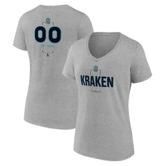 Seattle Kraken Women's Personalized Name & Number Midfielder V-Neck T-Shirt - Gray - NHL