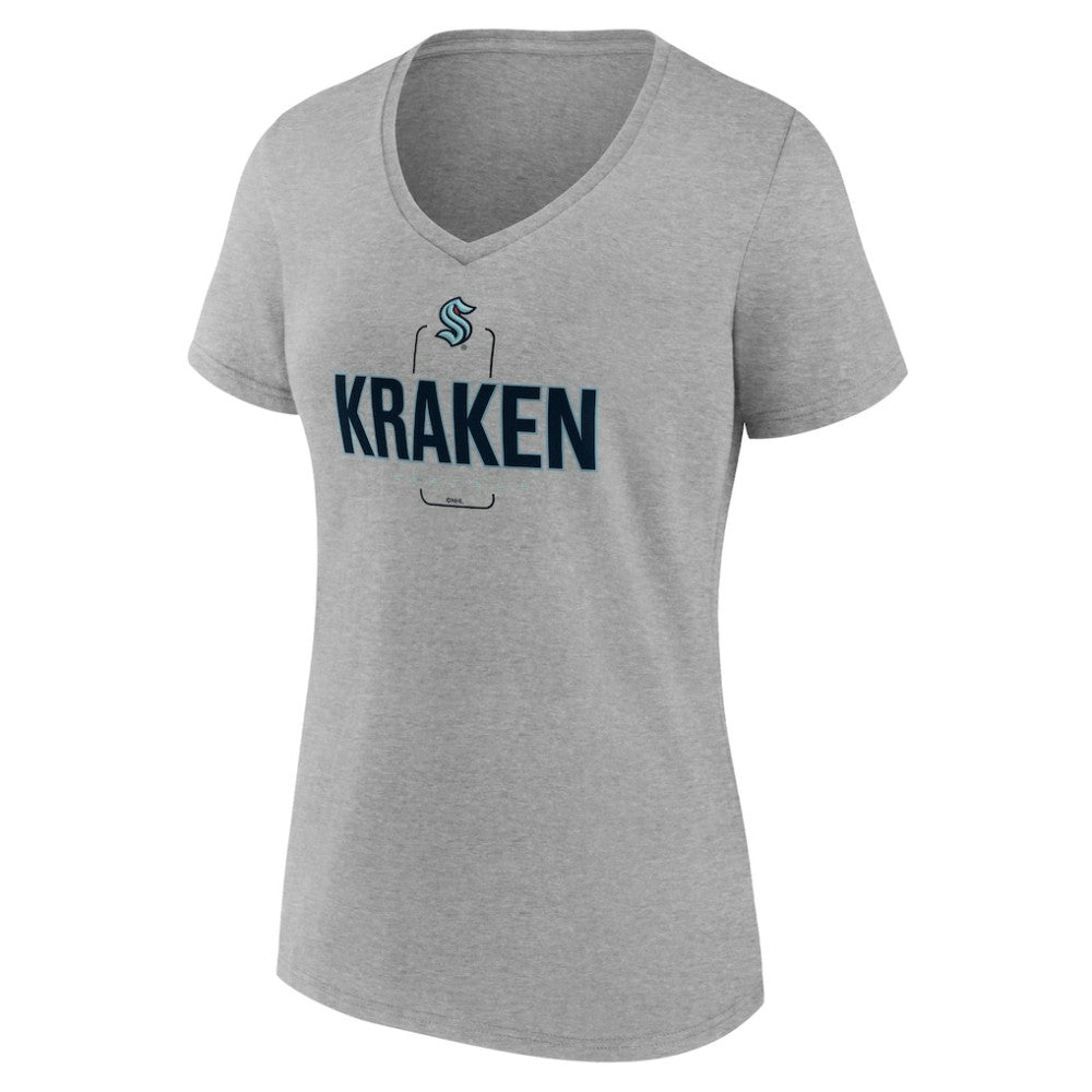 Seattle Kraken Women's Personalized Name & Number Midfielder V-Neck T-Shirt - Gray - NHL
