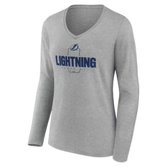Tampa Bay Lightning Women's Personalized Name & Number Midfielder Long Sleeve V-Neck T-Shirt - Gray - NHL