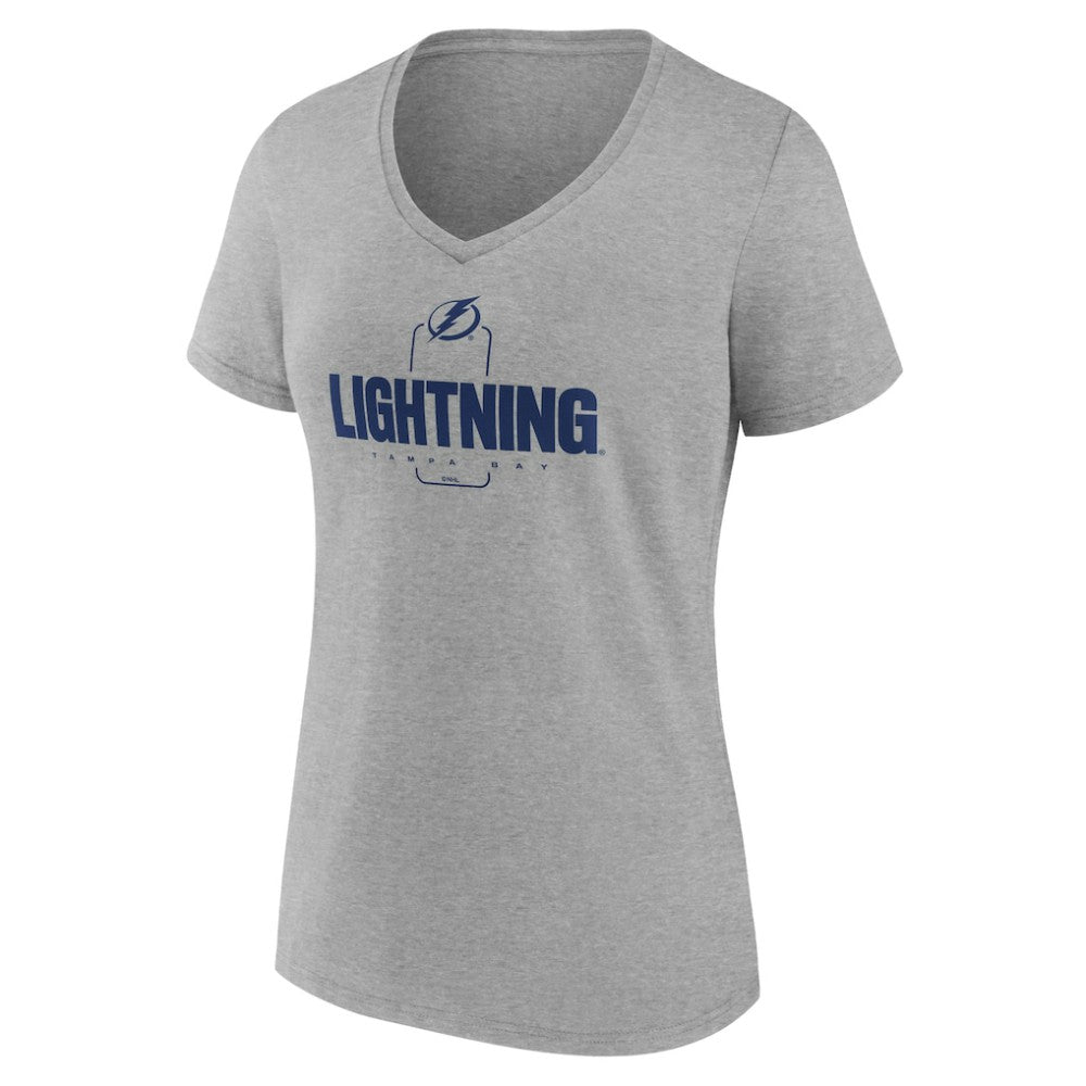 Tampa Bay Lightning Women's Personalized Name & Number Midfielder V-Neck T-Shirt - Gray - NHL