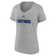 Tampa Bay Lightning Women's Personalized Name & Number Midfielder V-Neck T-Shirt - Gray - NHL