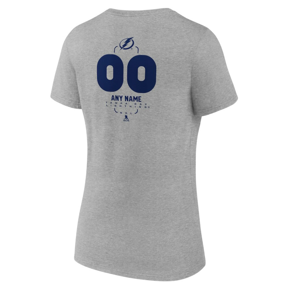 Tampa Bay Lightning Women's Personalized Name & Number Midfielder V-Neck T-Shirt - Gray - NHL