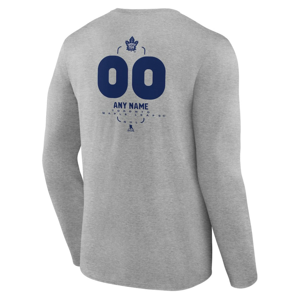Toronto Maple Leafs Personalized Name & Number Midfielder Long Sleeve T-Shirt - Gray - NHL