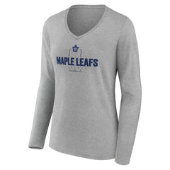 Toronto Maple Leafs Women's Personalized Name & Number Midfielder Long Sleeve V-Neck T-Shirt - Gray - NHL