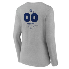 Toronto Maple Leafs Women's Personalized Name & Number Midfielder Long Sleeve V-Neck T-Shirt - Gray - NHL