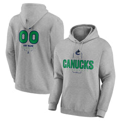 Vancouver Canucks Personalized Name & Number Midfielder Pullover Hoodie - Gray - NHL