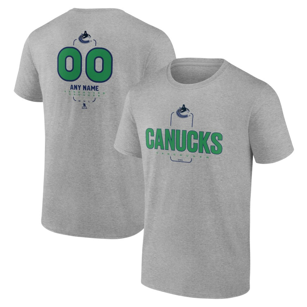 Vancouver Canucks Personalized Name & Number Midfielder T-Shirt - Gray - NHL