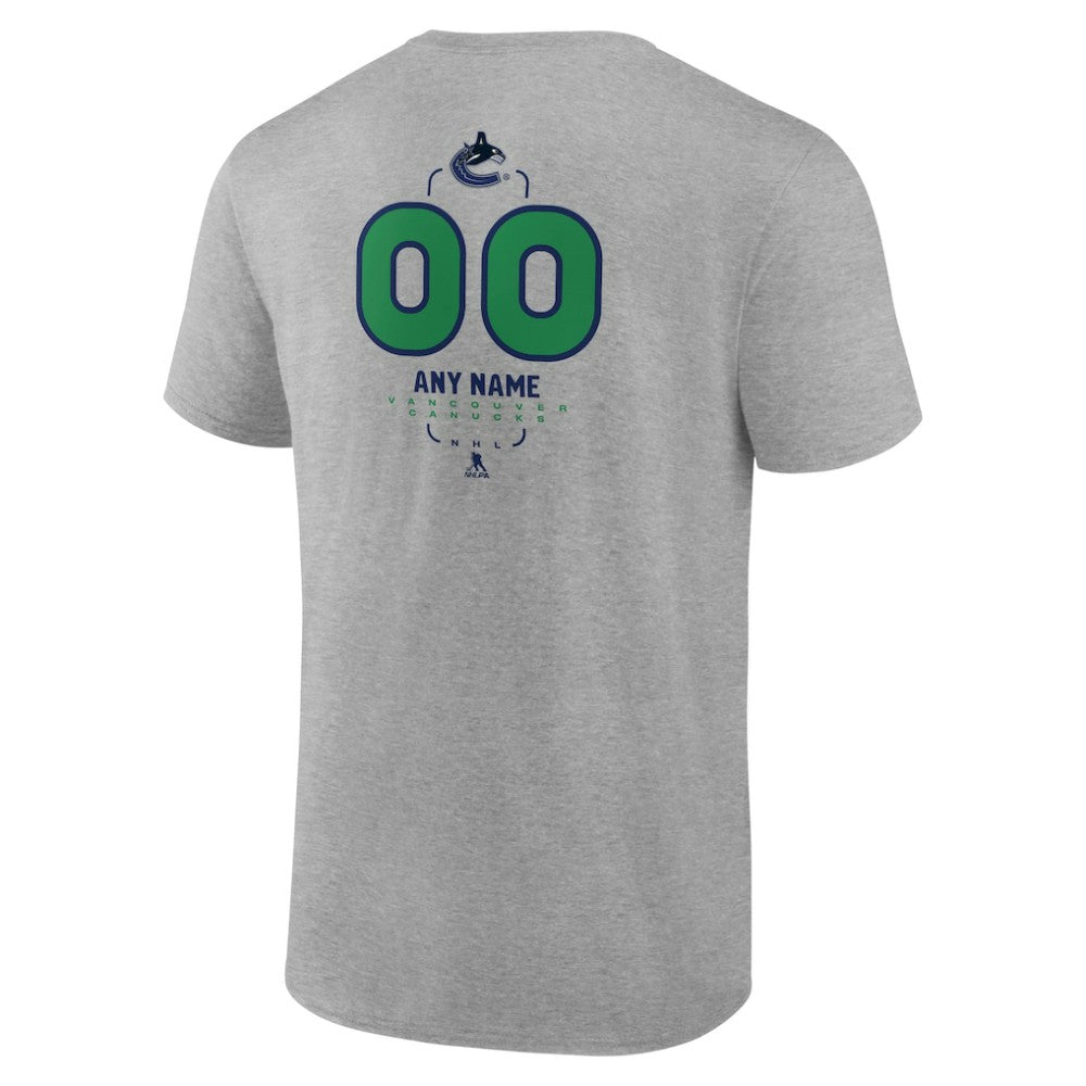 Vancouver Canucks Personalized Name & Number Midfielder T-Shirt - Gray - NHL