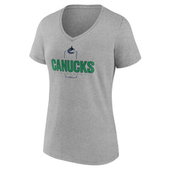 Vancouver Canucks Women's Personalized Name & Number Midfielder V-Neck T-Shirt - Gray - NHL