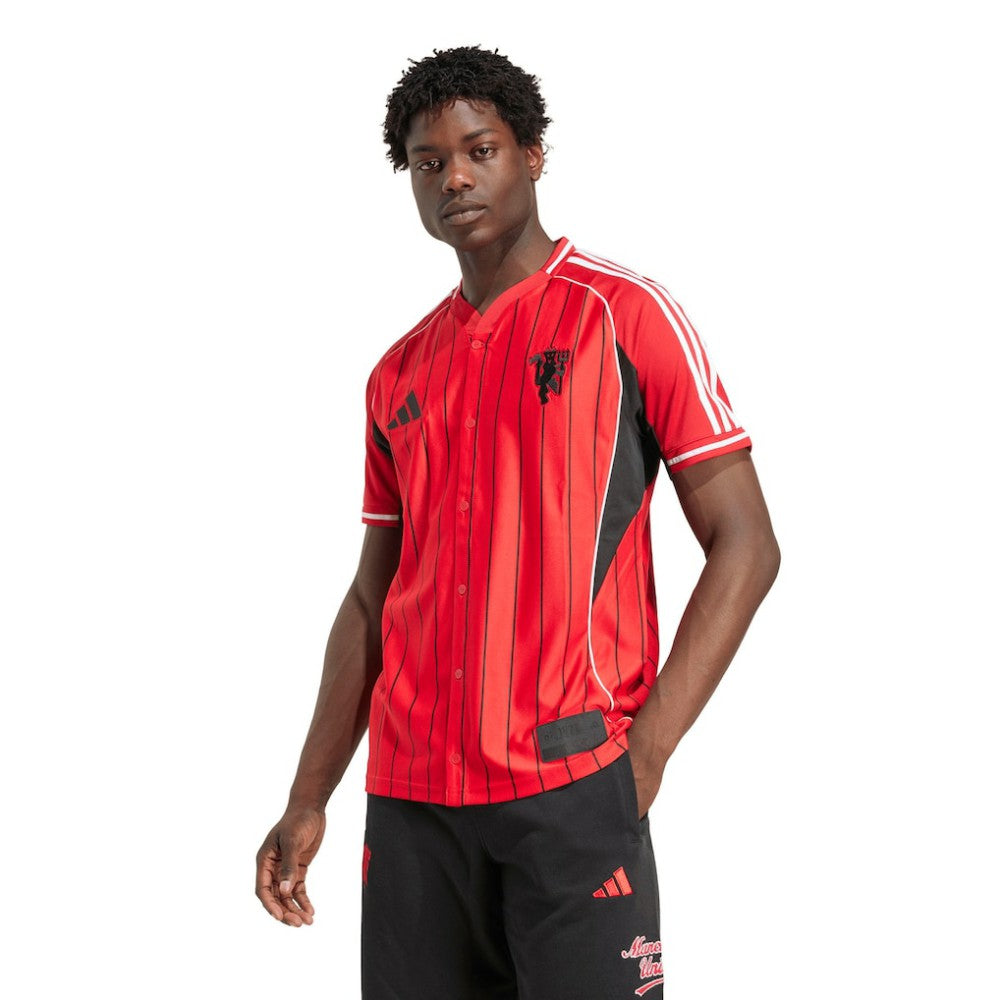 Manchester United US Pack Full-Button Baseball Jersey Red | Adidas Online