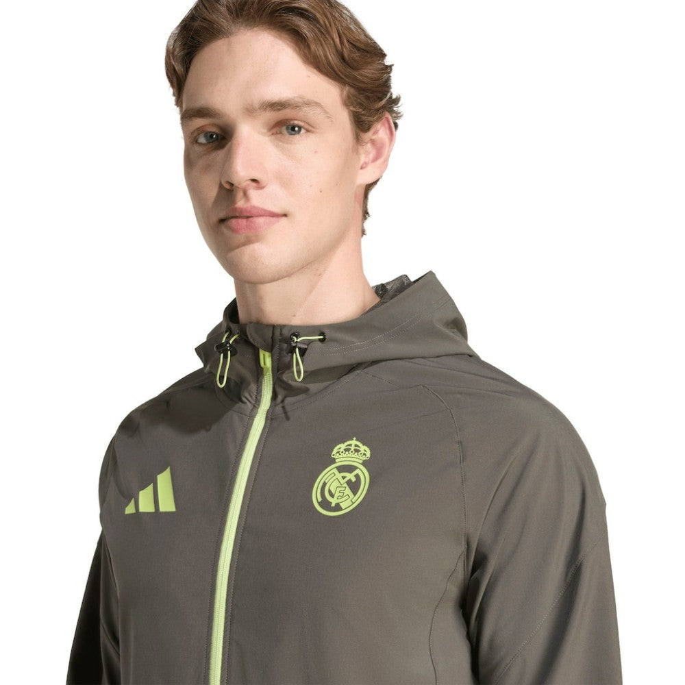 Real Madrid 2025/26 Tiro Vis Tech Travel Jacket Olive | Adidas Online