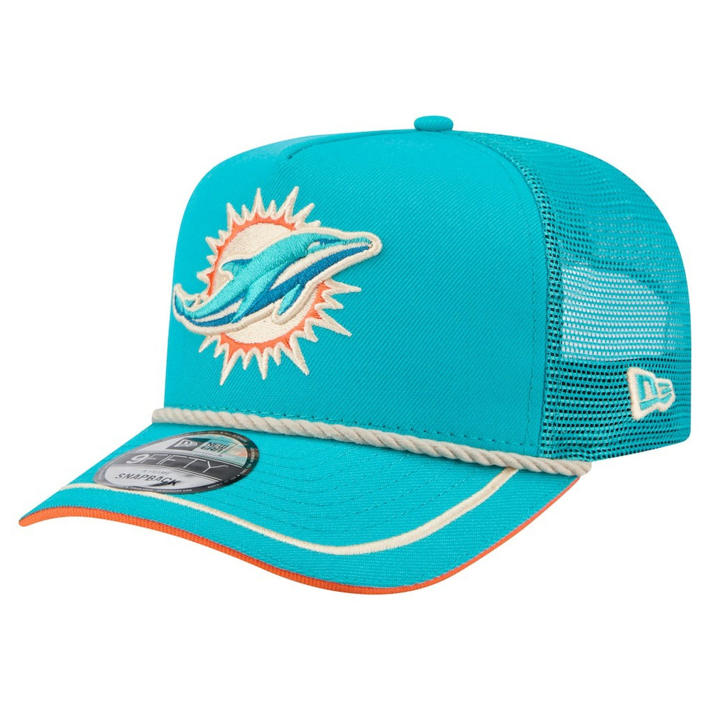Miami Dolphins New Era Vintage Team Rope A-Frame Trucker 9FIFTY Snapback Hat Aqua | NFL