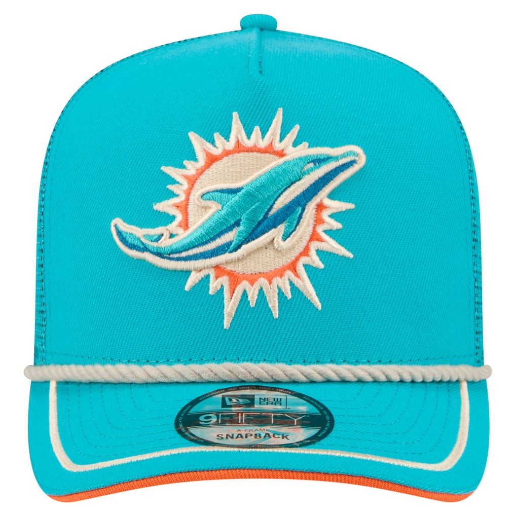 Miami Dolphins New Era Vintage Team Rope A-Frame Trucker 9FIFTY Snapback Hat Aqua | NFL