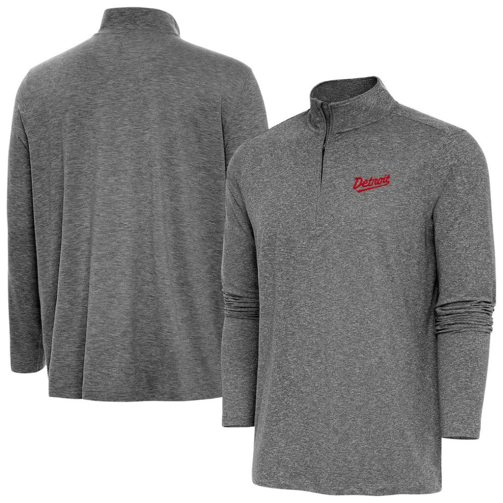 Detroit Red Wings Antigua 2025 NHL Stadium Series Hunk Quarter-Zip Jacket - Heather Black - NHL