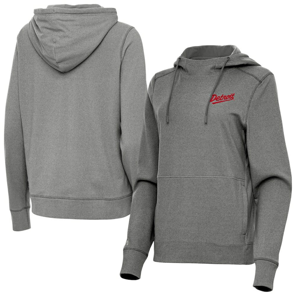 Detroit Red Wings Antigua Women's 2025 NHL Stadium Series Justice Pullover Hoodie - Heather Black - NHL