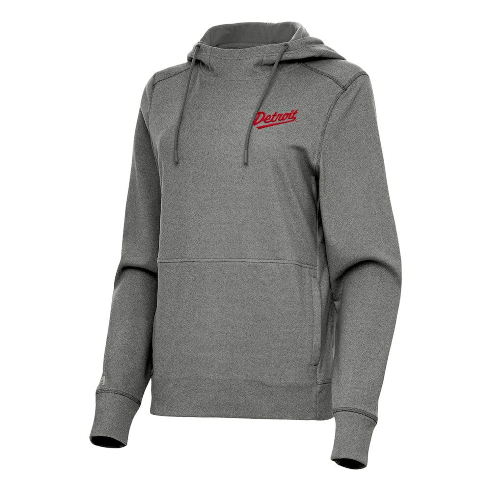 Detroit Red Wings Antigua Women's 2025 NHL Stadium Series Justice Pullover Hoodie - Heather Black - NHL