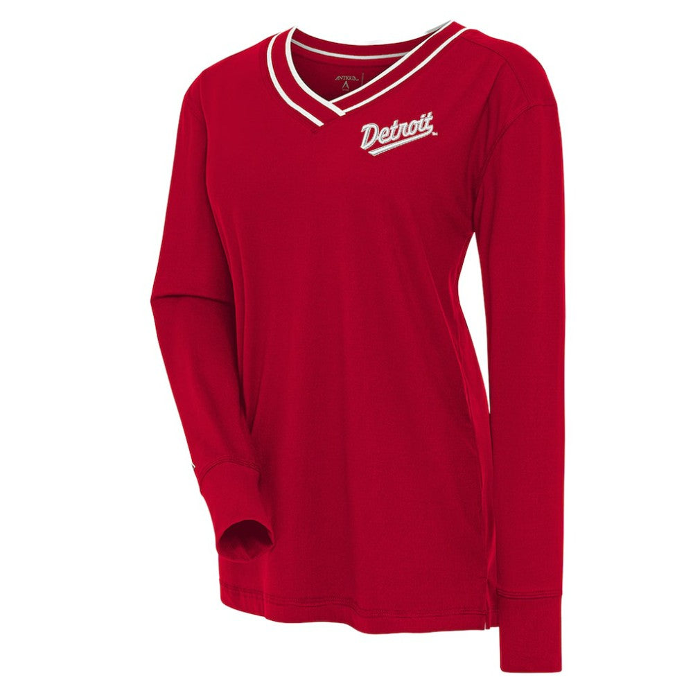Detroit Red Wings Antigua Women's 2025 NHL Stadium Series Long Sleeve V-Neck Top - Red - NHL