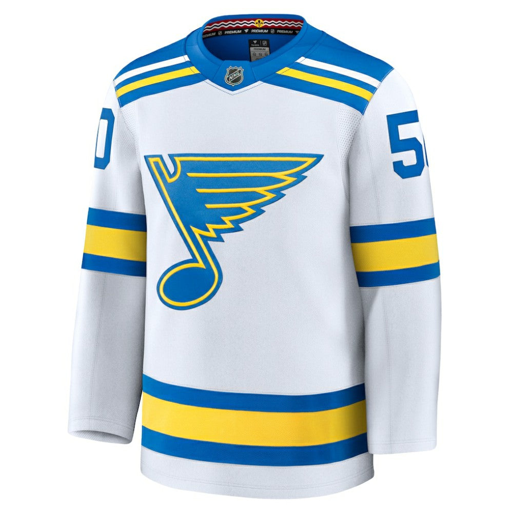 Jordan Binnington St. Louis Blues Fanatics Away Premium Player Jersey - White - NHL